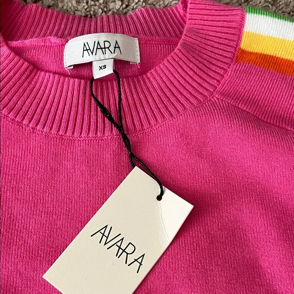 Avara Pink Rainbow Stripe Women's Sweater - Picture 3 of 3